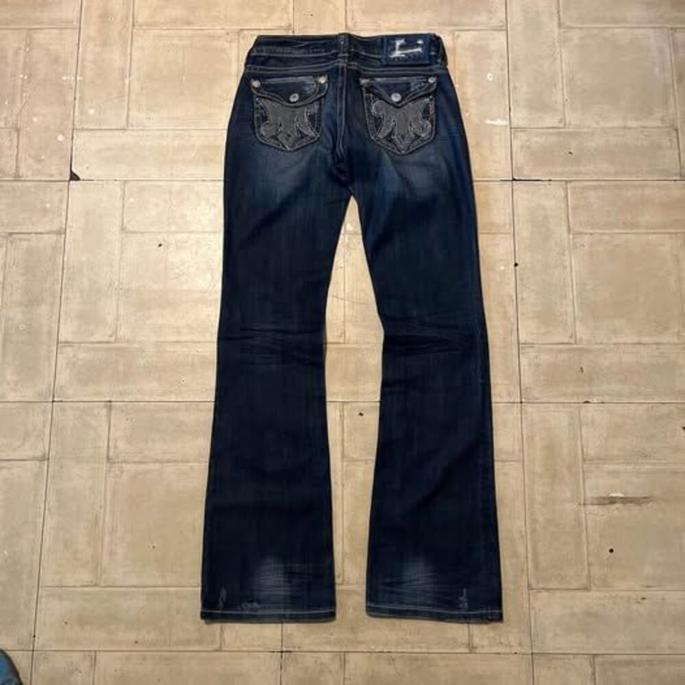 Women’s Mek denim bootcut jeans with back pocket embroidered design size 29x33